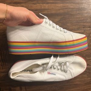Superga Rainbow Platform Canvas Sneaker